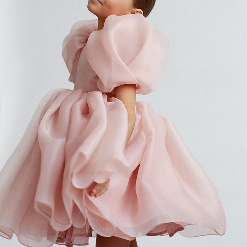 Children's Model Catwalk Birthday Host Piano Dress Pink