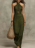 Women's Plus Size Jumpsuit – Casual Solid Color Relaxed Fit Army Green
