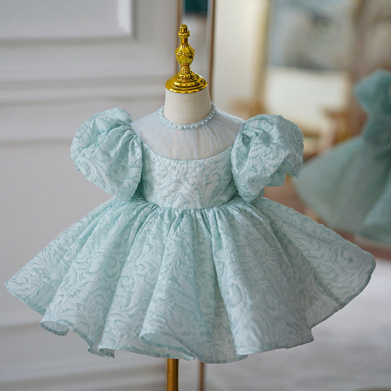 Affordable Luxury Niche High-end Princess Dress For Childrens First Birthday Celebrations Blue And Green