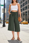 Women’s Elastic Cropped Wide-Leg Pants Army Green
