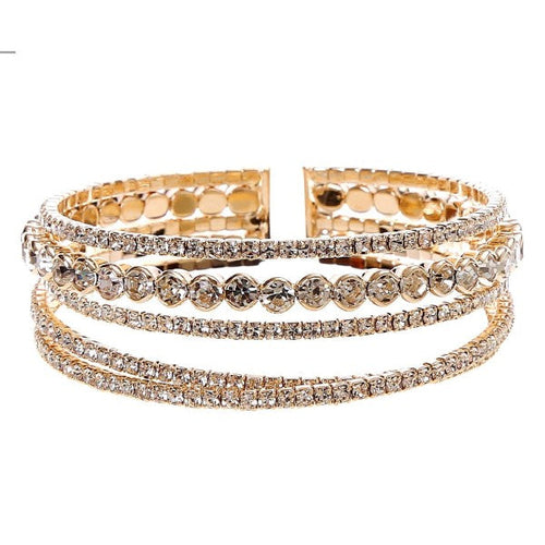 CZ Crystal Circle Line Bracelet Elegant Cubic Zirconia One Gold-Clear