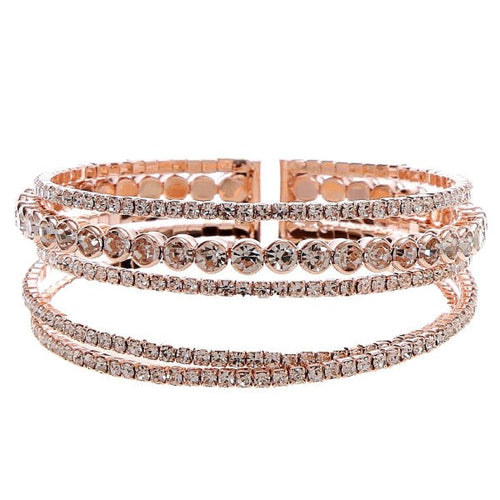CZ Crystal Circle Line Bracelet Elegant Cubic Zirconia One Rose Gold-Clear