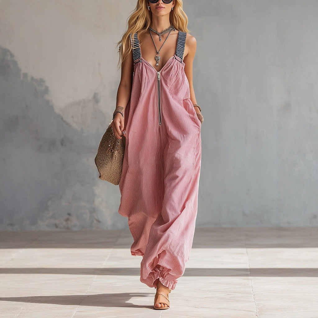 Women's Long-Sleeve Waist-Cinching Flared Pants Set Pink