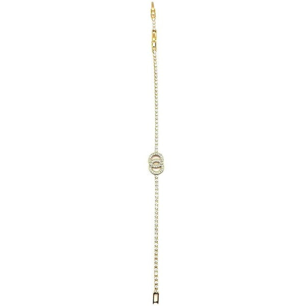 Double O Rhinestone Tennis Bracelet For Women Elegant