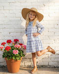 Navy and White Plaid Smocked Dress