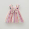 Rainbow Wings Mesh Girl Dress Classic Rainbow