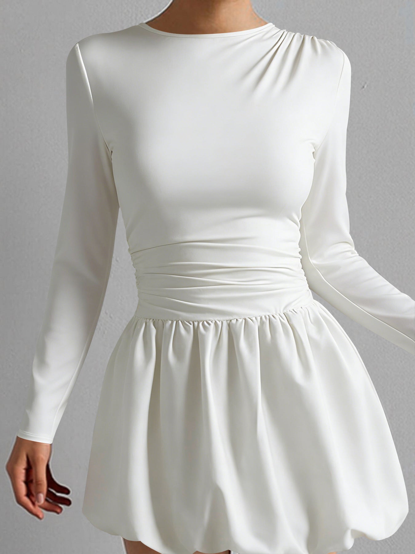 Women's Solid Color Stretch Casual Dress White