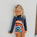 Mia Rainbow Navy Zip Rash guard Swimsuit