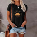 Sunrise Print Round Neck T-Shirt Black