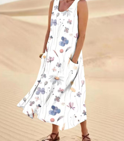 Women's Elegant Floral Print Two-Piece Set – Round Neck Top & Pants Style3