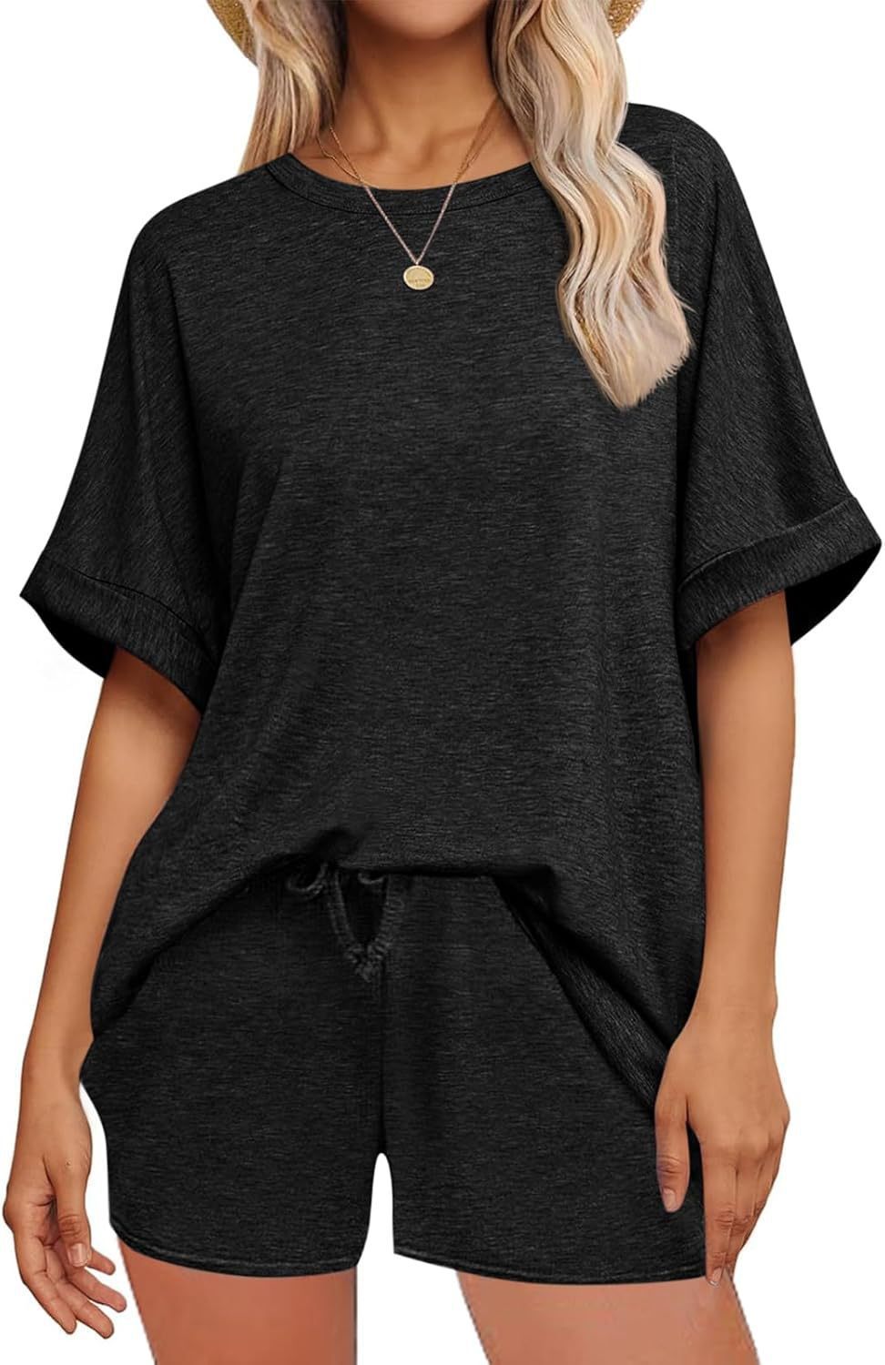 👕 Oversized T-Shirt & Drawstring Shorts Set – Ultimate Casual Comfort Black