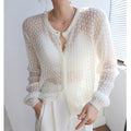 Women’s Mohair Crochet Knit Cardigan White One size