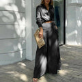 Women's Plus Size Wide Leg Elegant Pant Set Black