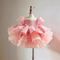Short-sleeve Princess Dress For A Baby Girls First Birthday Pink