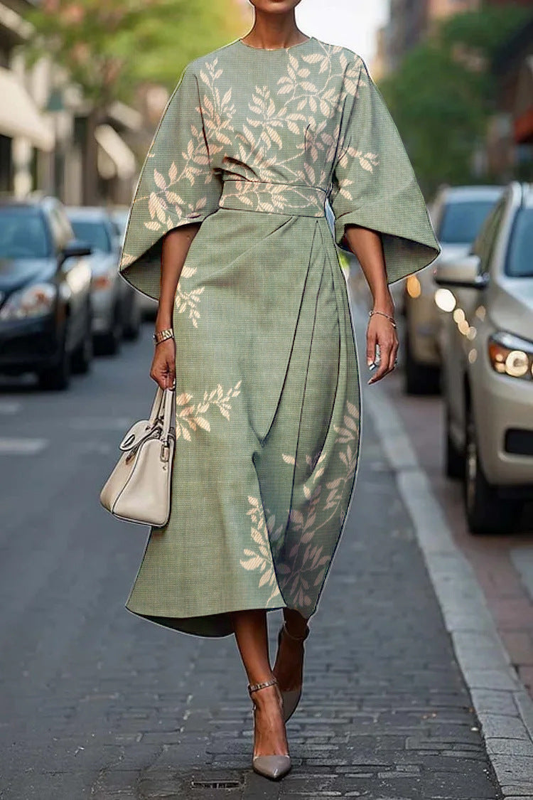 Geometric Print Batwing Sleeve Flowy Maxi Dress – 12 Styles, XS–XXXL Style8