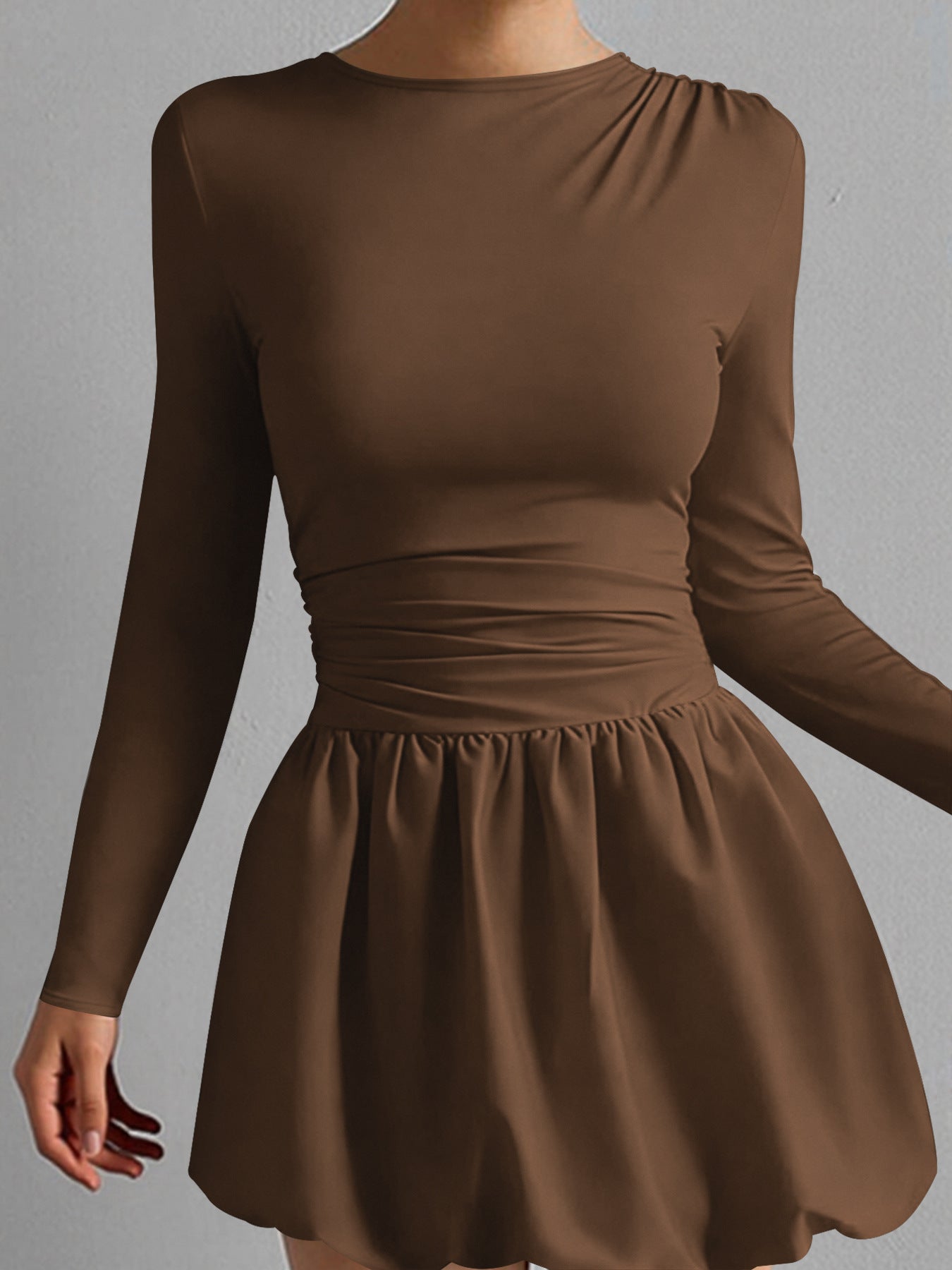 Women's Solid Color Stretch Casual Dress Light Coffee