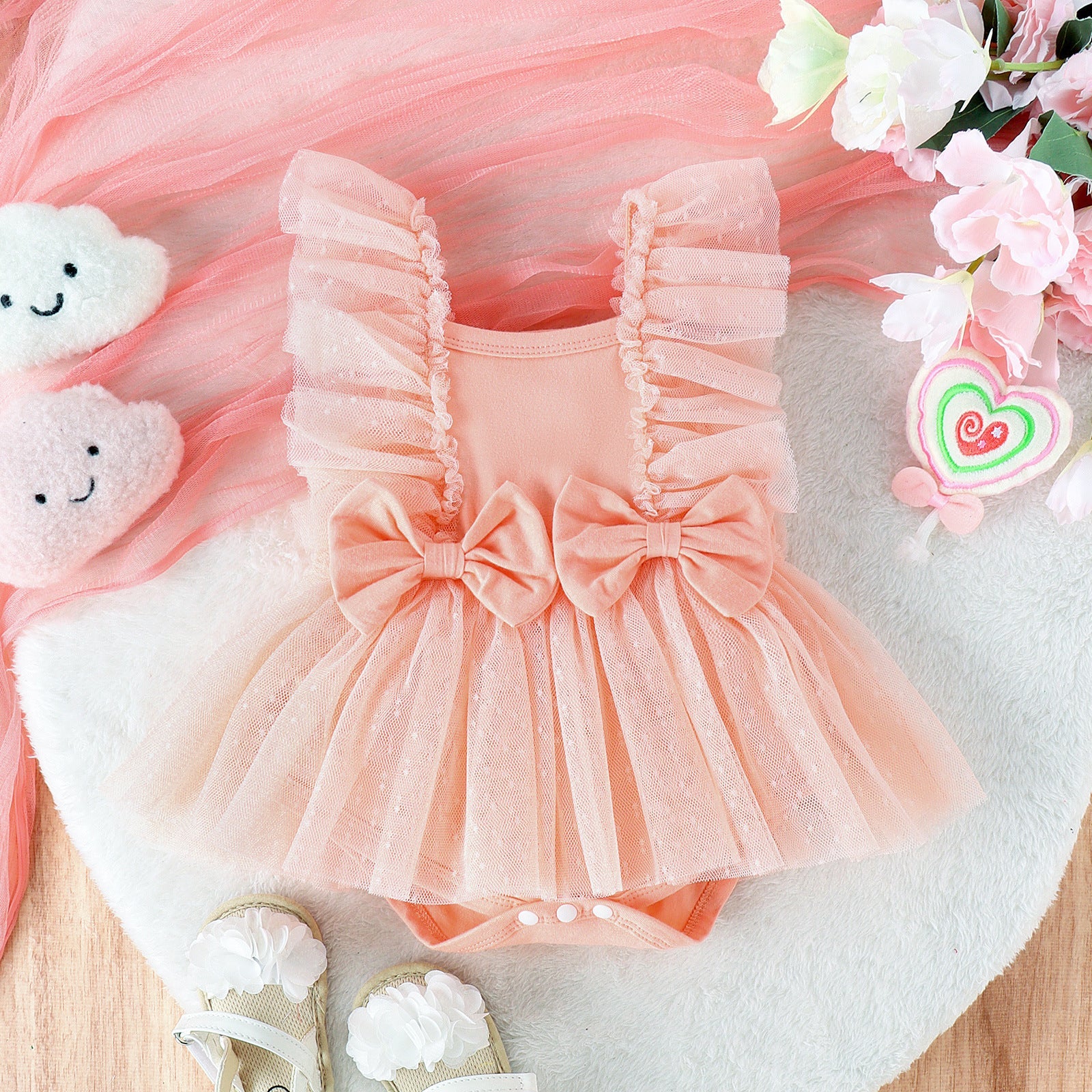 Jumpsuit Baby Net Skirt Princess Poris Dress Baby Skirt Baby Body Pants Jumpsuit Pink