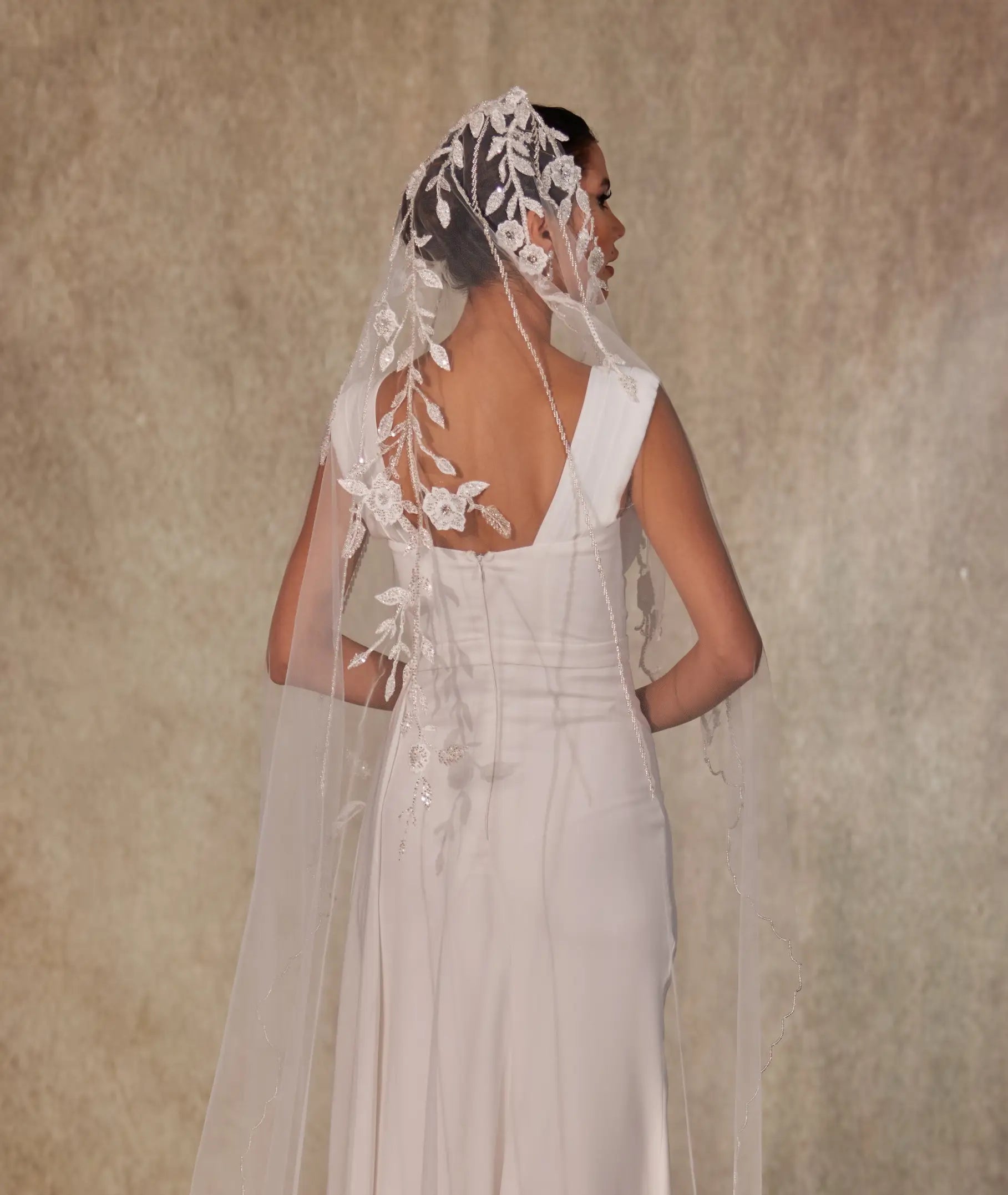 Flower Embroideried Wedding Veil- D230