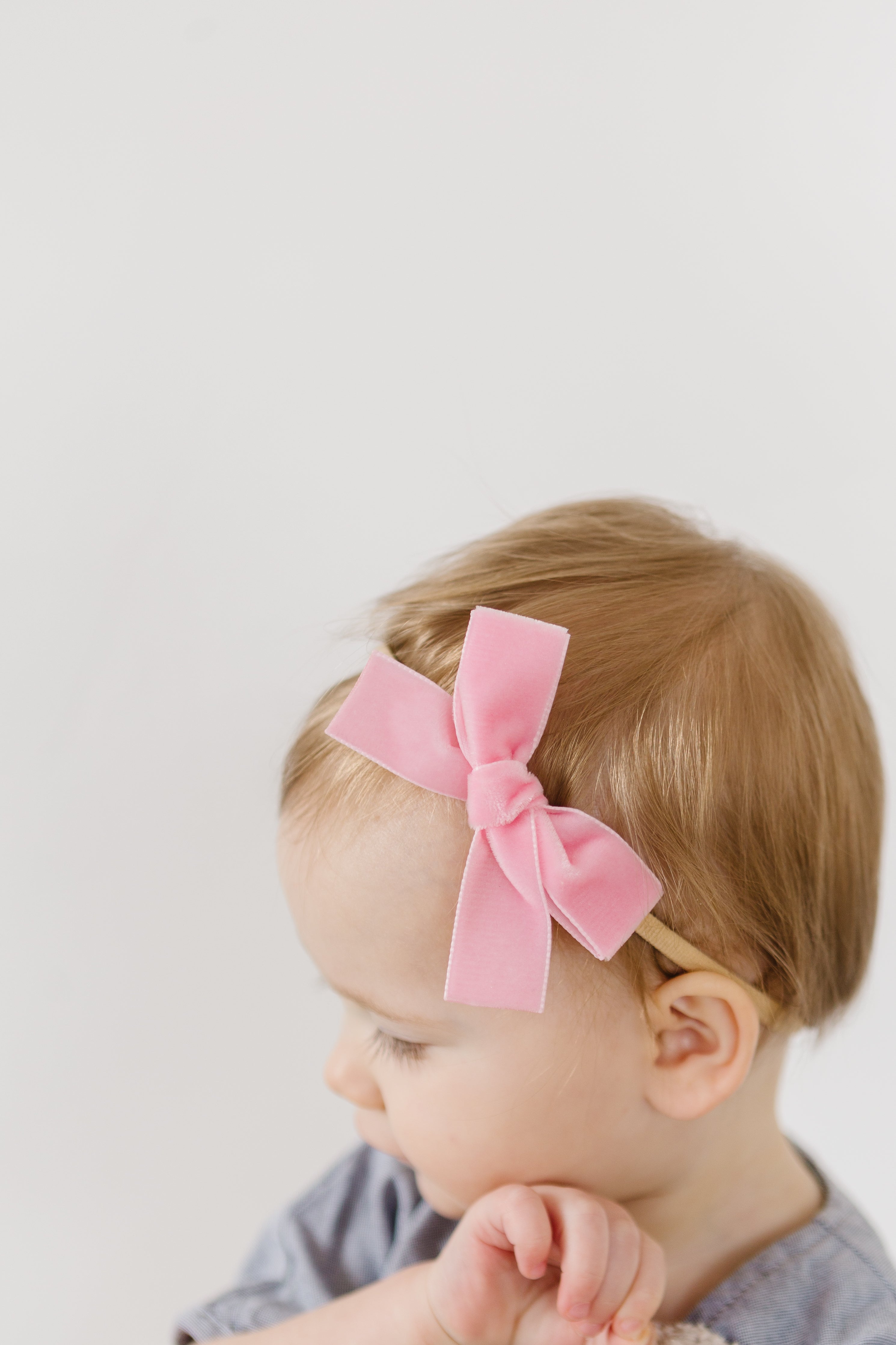 Classic Mini Velvet-Posey Pink Nylon Headband