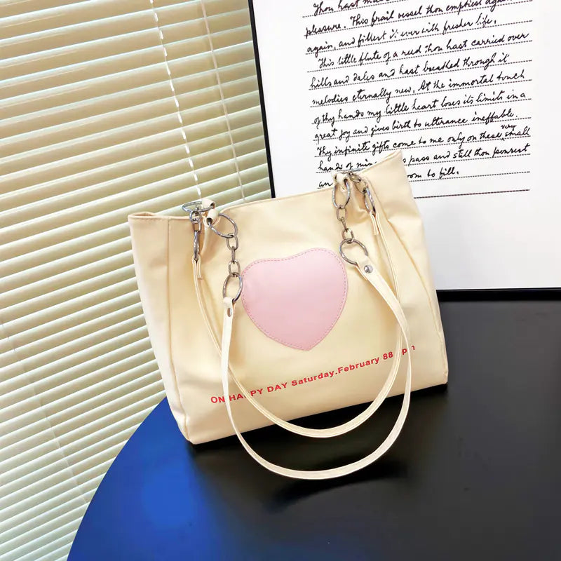 Cute Portable Tote Bag - Large Capacity Commuter Bag White 30*26*10cm