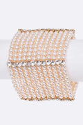 Layered Pearl Bracelet With Crystal Accents Statement O S GOLD CREAM
