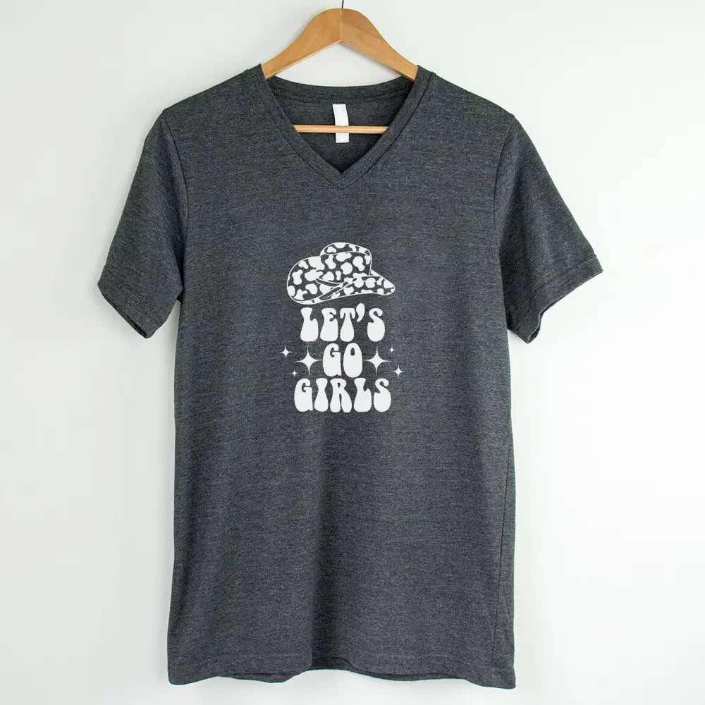 🍾 Man I Feel Like a Bride Bachelorette Party Matching V-Neck T-Shirts 💍 Let's Go Girl Dark Heather