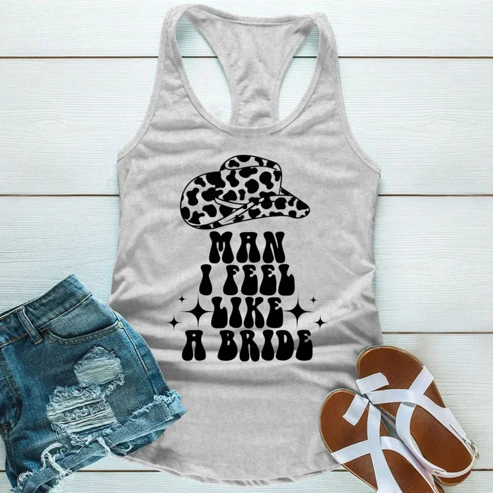 🍾 Man I Feel Like a Bride Bachelorette Party Tank Top 💍 Man I Feel Like a Bride Heather Grey