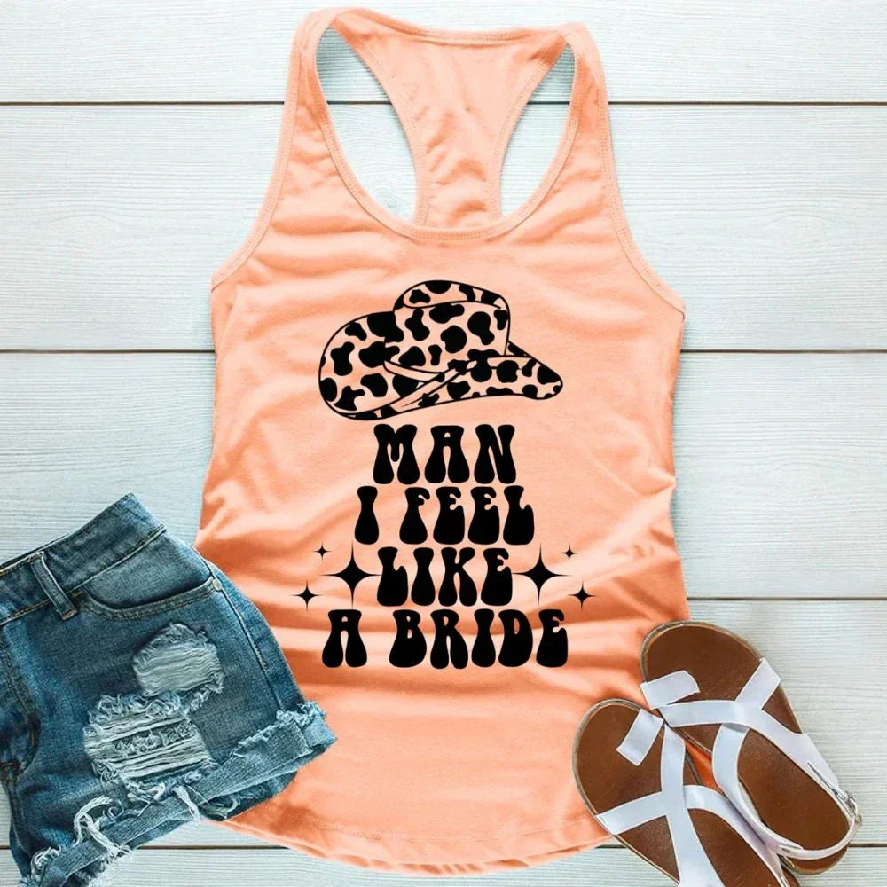 🍾 Man I Feel Like a Bride Bachelorette Party Tank Top 💍 Man I Feel Like a Bride Light Orange