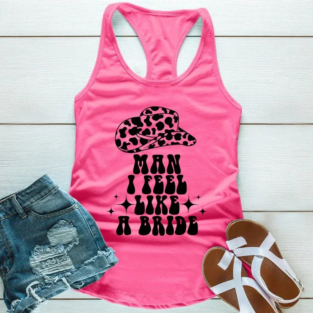 🍾 Man I Feel Like a Bride Bachelorette Party Tank Top 💍 Man I Feel Like a Bride Hot Pink