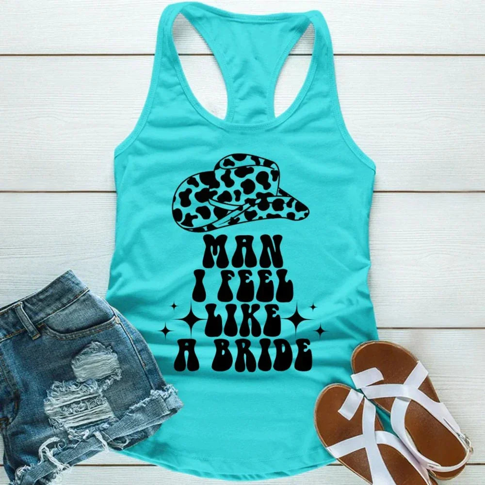🍾 Man I Feel Like a Bride Bachelorette Party Tank Top 💍 Man I Feel Like a Bride Tahiti Blue