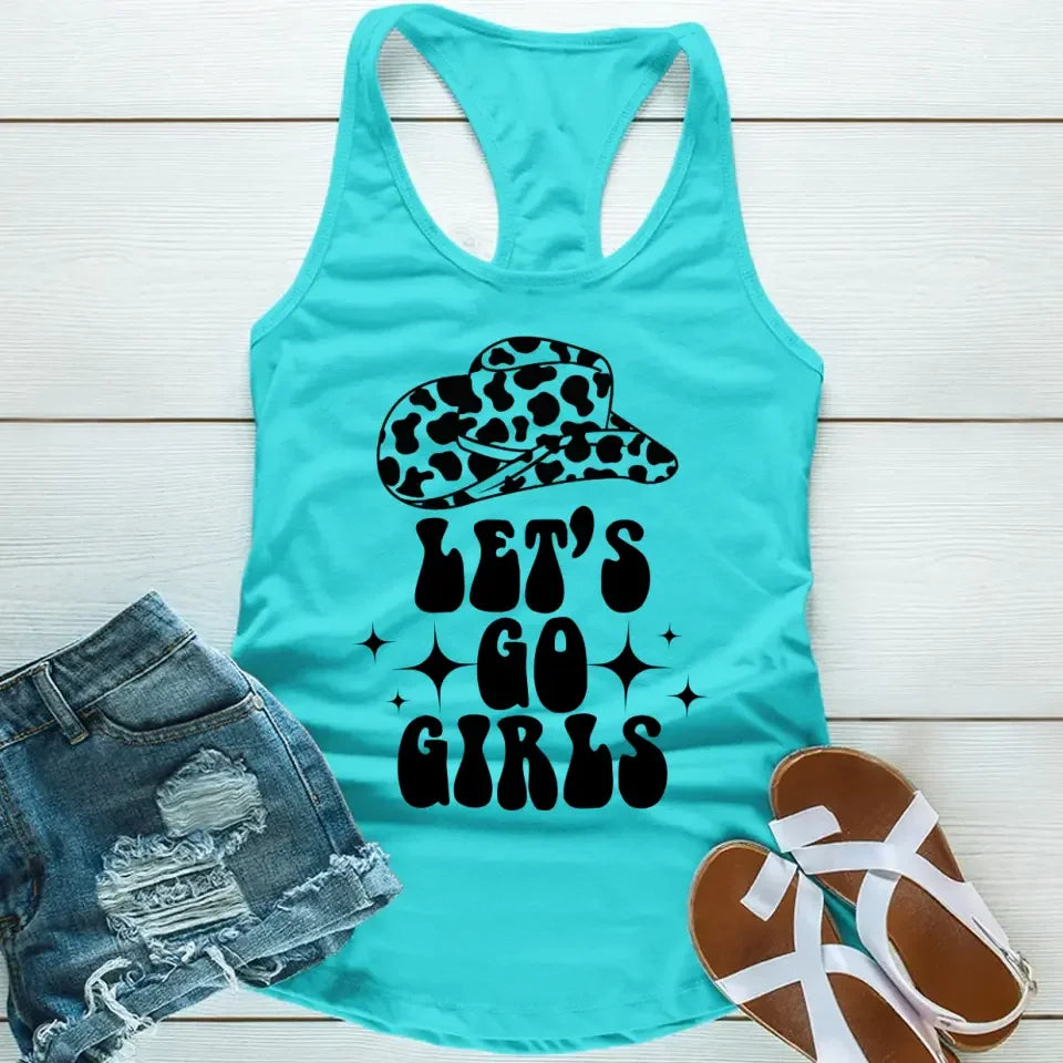 🍾 Man I Feel Like a Bride Bachelorette Party Tank Top 💍 Let's Go Girls Tahiti Blue