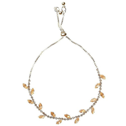 Marquise CZ Wrap Bracelet Gold Plated Adjustable Bridal One SILVER-PEACH