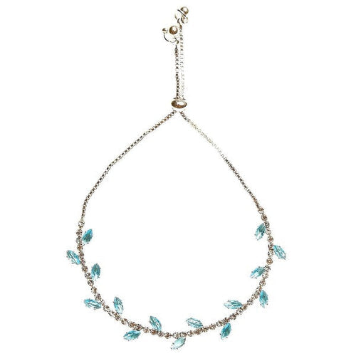 Marquise CZ Wrap Bracelet Gold Plated Adjustable Bridal One SILVER-AQUA