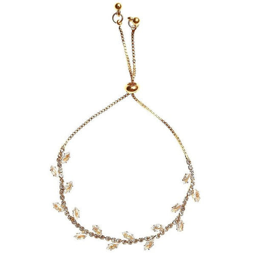 Marquise CZ Wrap Bracelet Gold Plated Adjustable Bridal One Gold-Clear