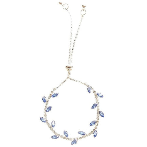 Marquise CZ Wrap Bracelet Gold Plated Adjustable Bridal One Silver-Blue