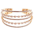 Marquise Oval CZ Wide Spring Wrap Bracelet Gold Tone One Rose Gold-Clear