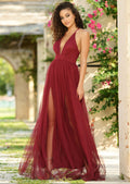 Sydney Maxi Dress - Wine Tulle Dress