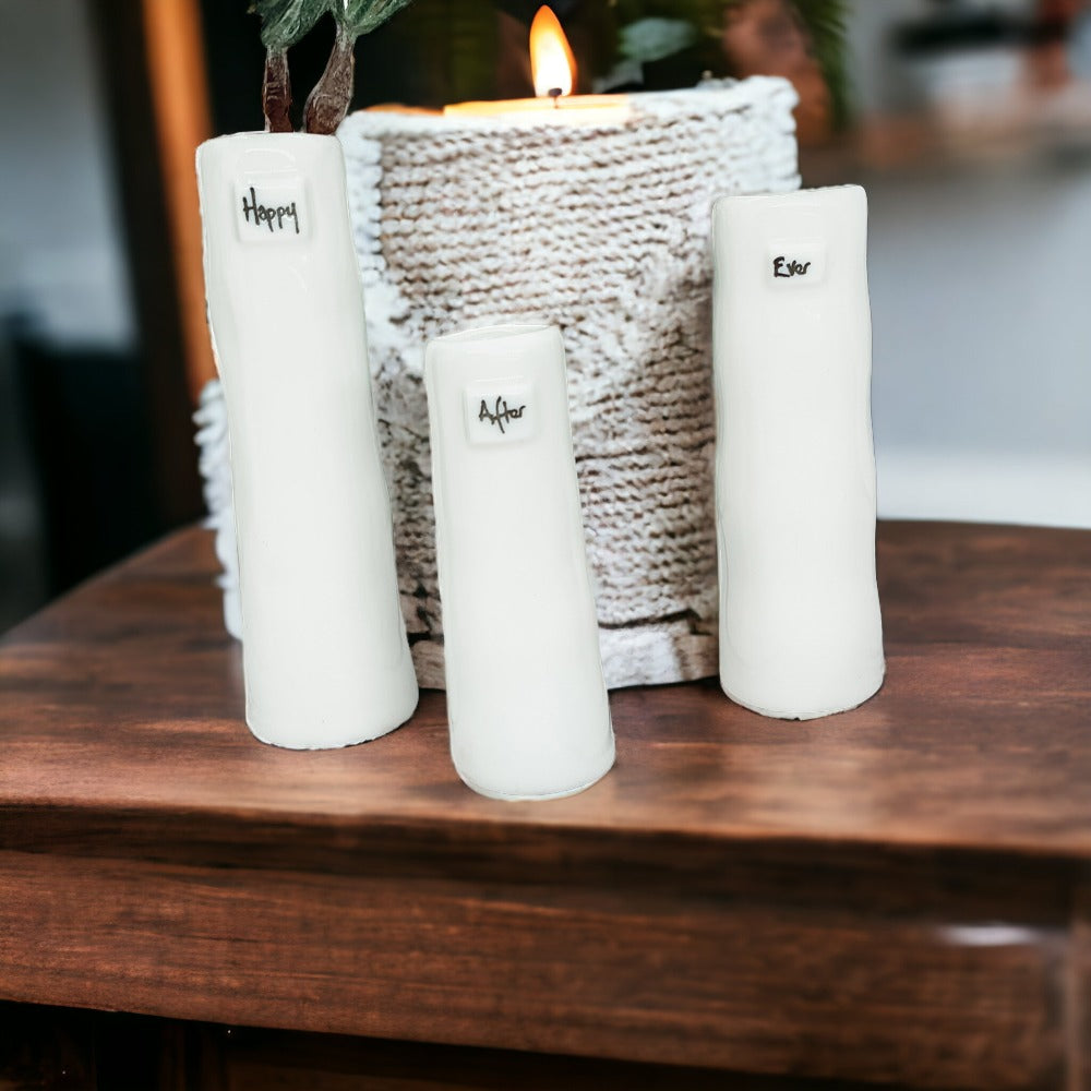 Mini Porcelain Vase Gift Set 3 White Glazed Bud Vases In Gift Box