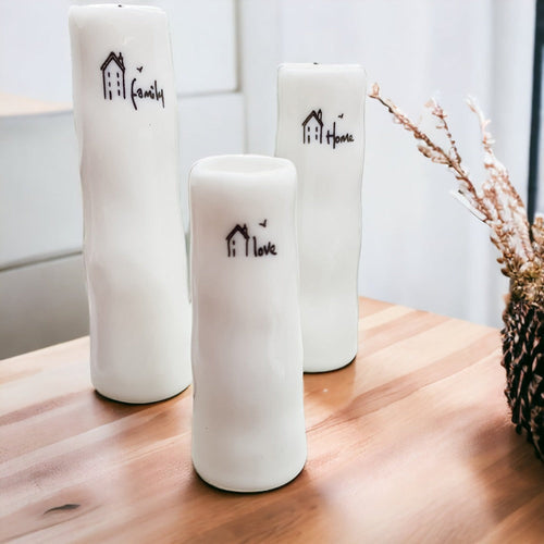 Mini Porcelain Vase Gift Set 3 White Glazed Bud Vases In Gift Box Family Style