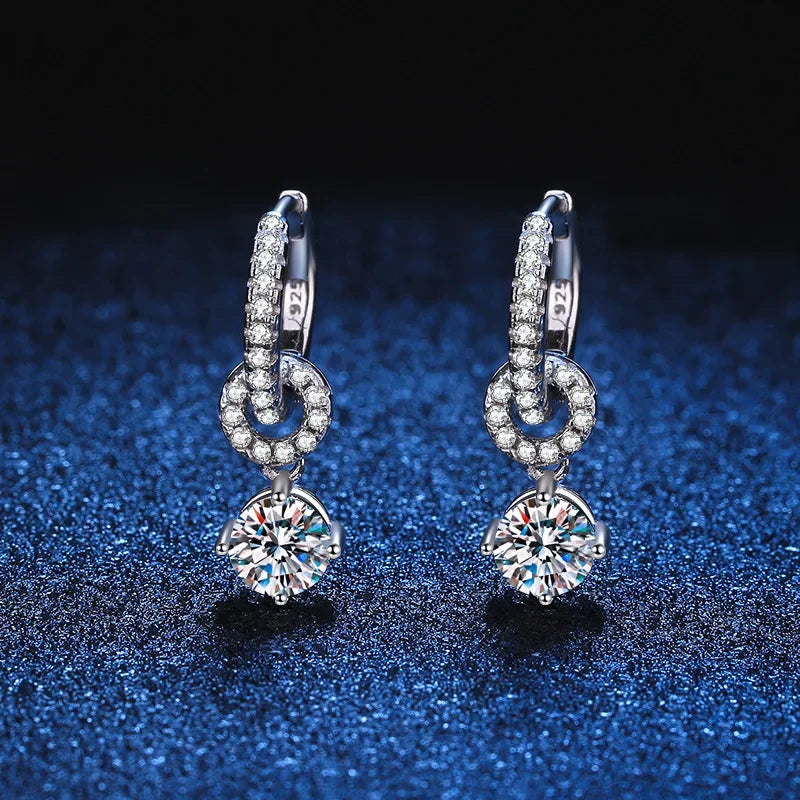 Moissanite 925 Sterling Silver Diamond Drop Earrings For Women Wedding Party 0.5ct each