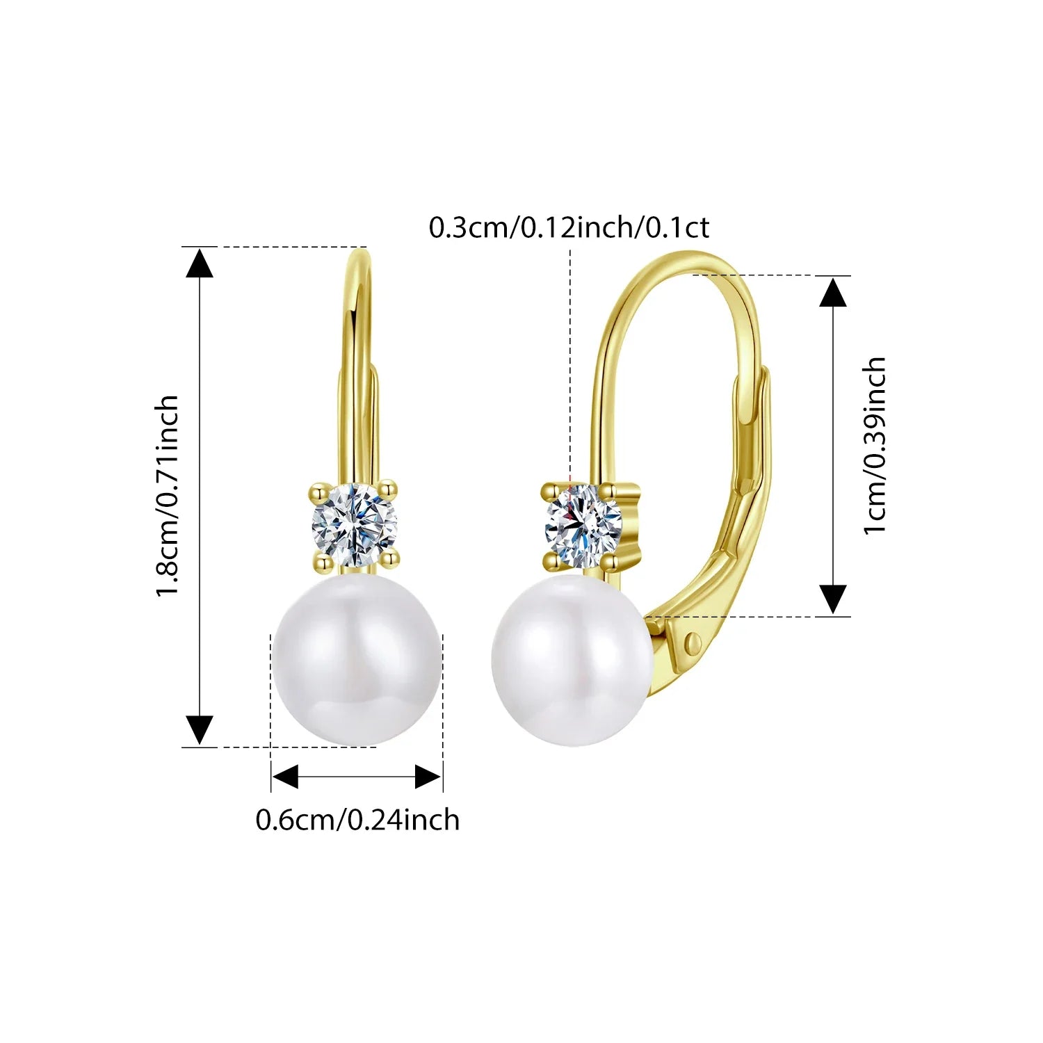 Moissanite Freshwater Pearl Drop Earrings 925 Sterling Silver Round Cut Dangle yellow gold colored silver