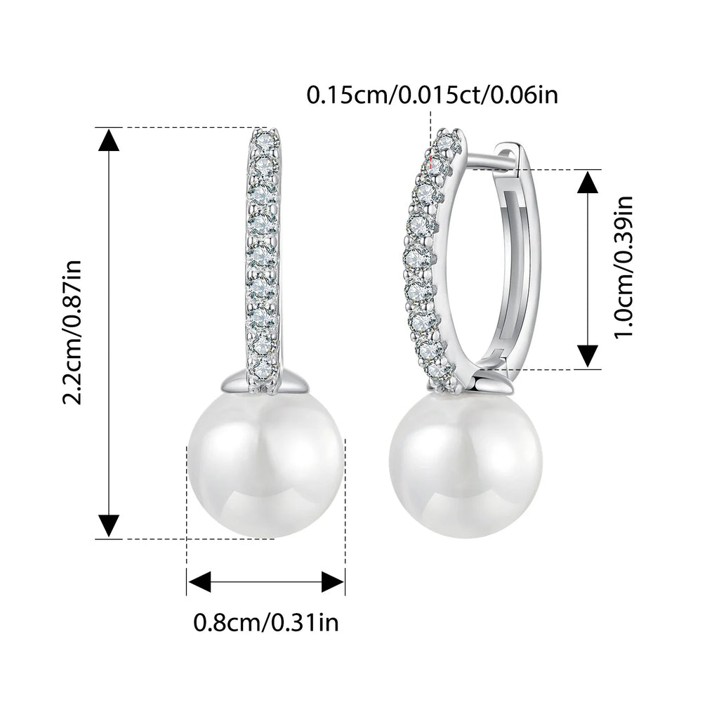 Moissanite Pearl Drop Earrings 925 Sterling Silver Shell Hoop Wedding Gift Pearl Drop Hoop
