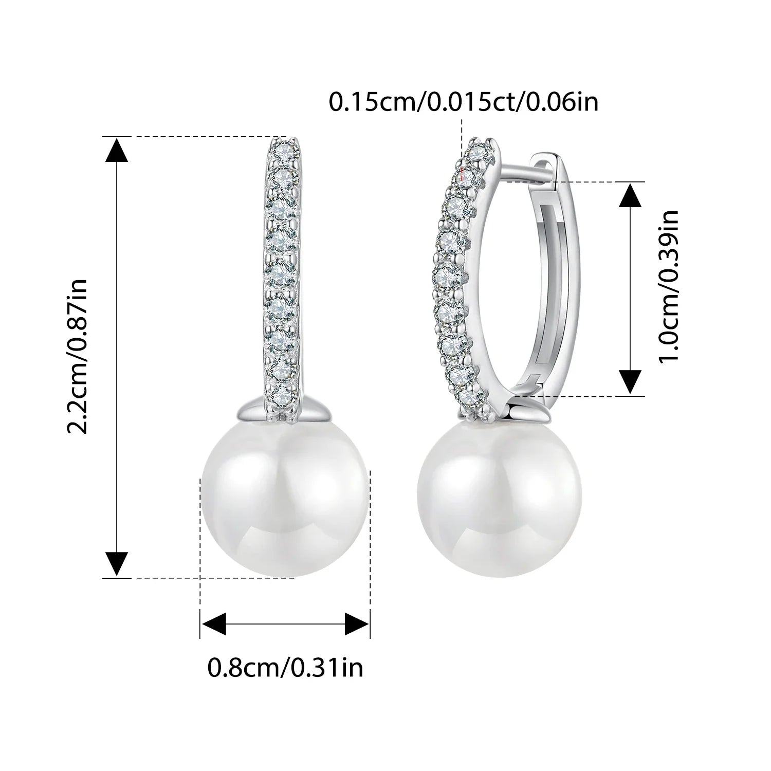 Moissanite Pearl Drop Earrings 925 Sterling Silver Shell Hoop Wedding Gift Pearl Drop Hoop