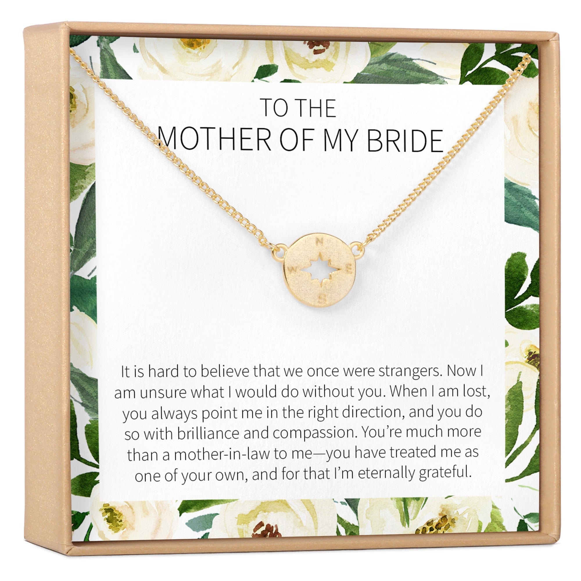 Mother of the Bride Compass Necklace Gold