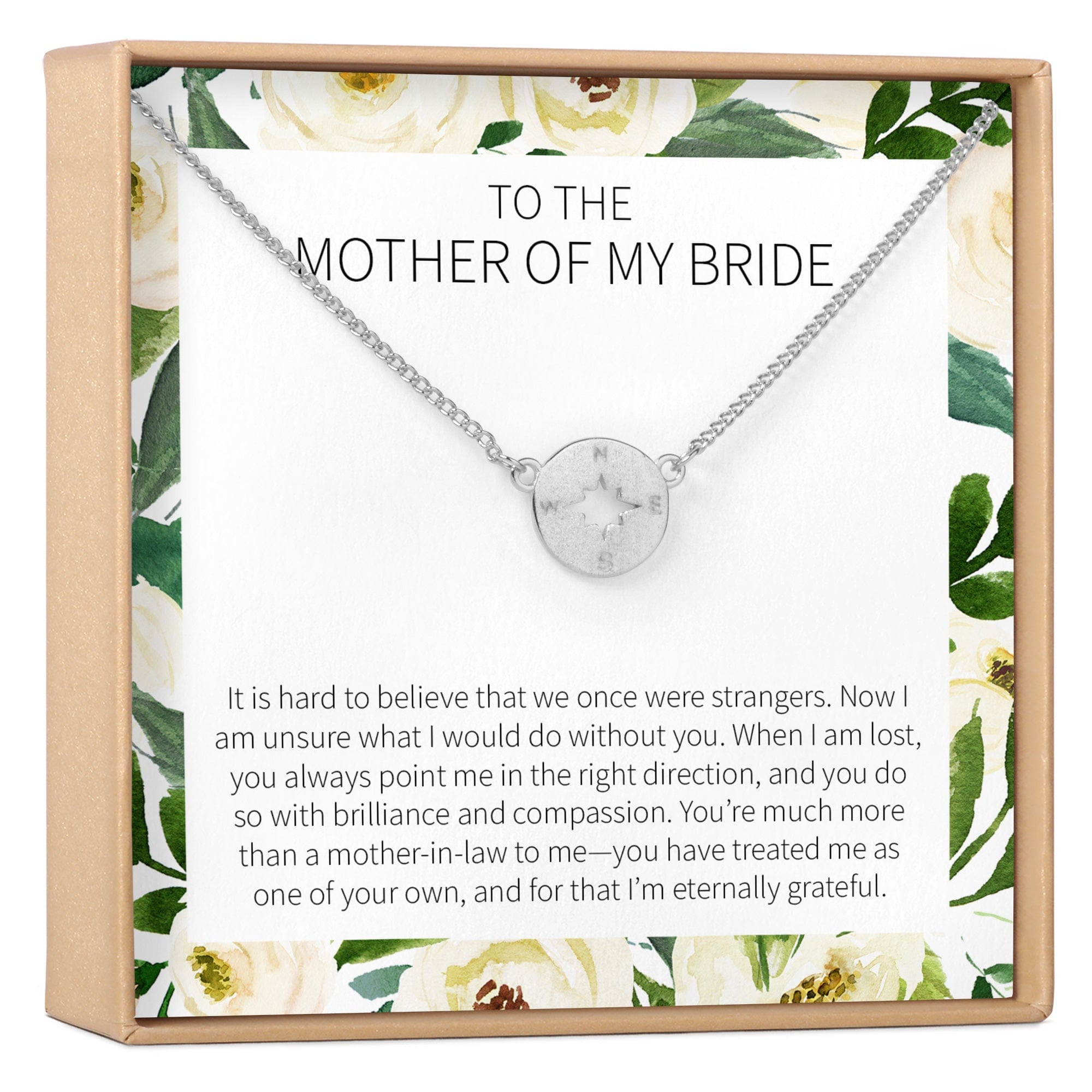 Mother of the Bride Compass Necklace Silver