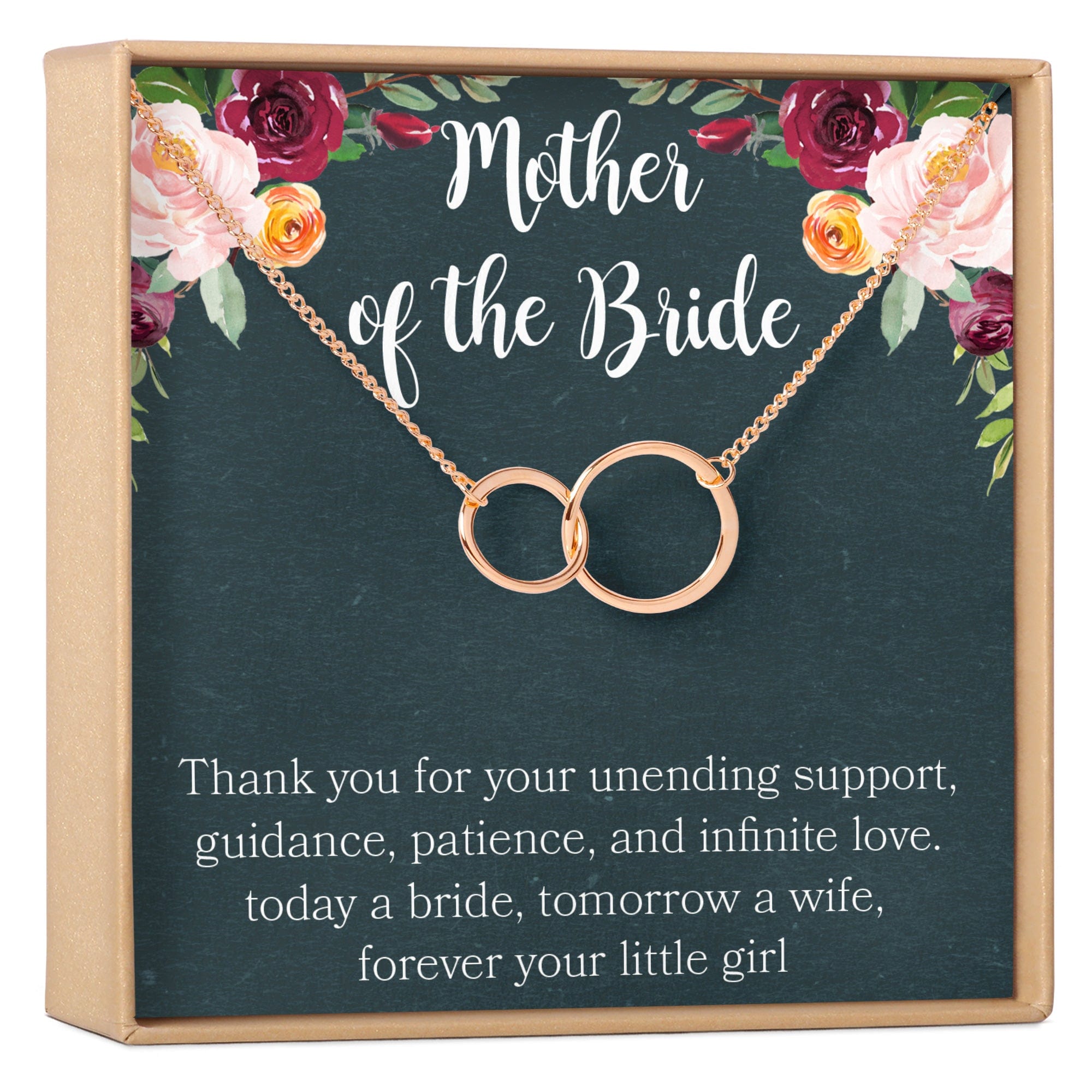 Mother of the Bride Necklace, Multiple Styles 2 Interlocking Circles (1) Rose Gold