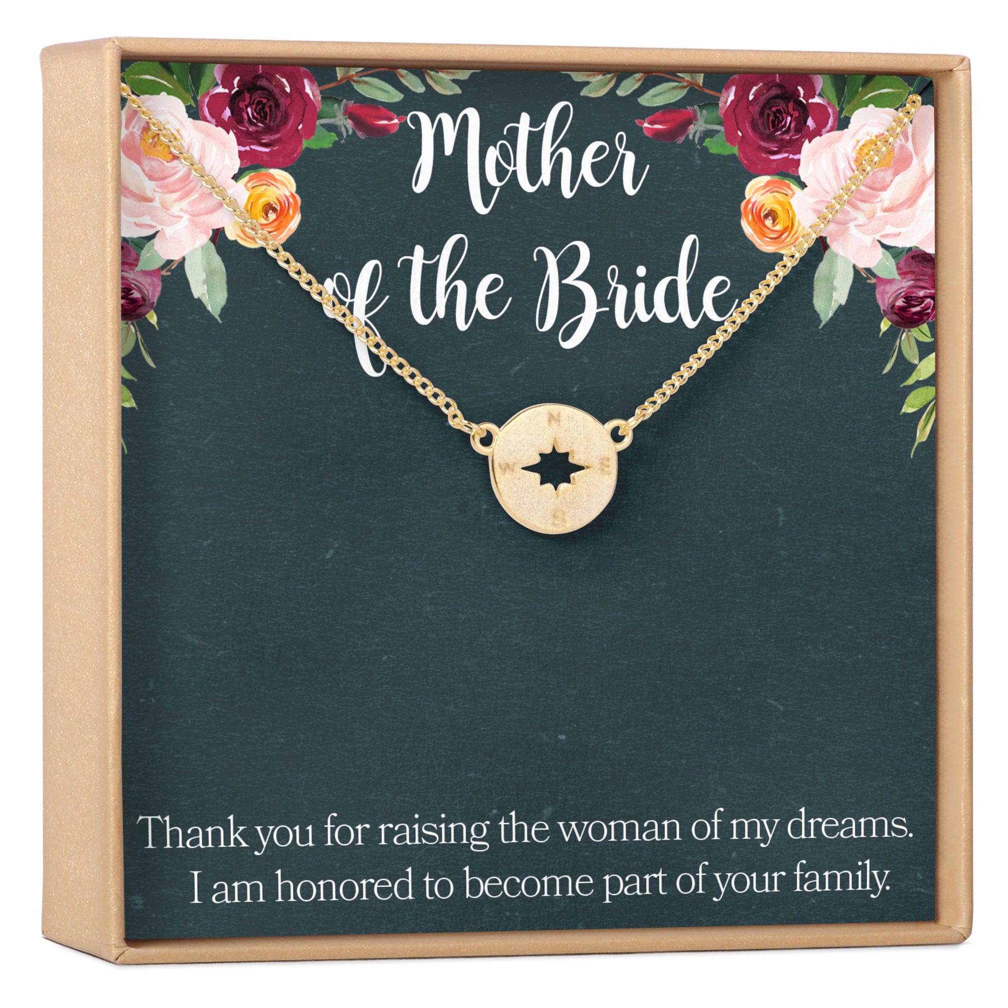 Mother of the Bride Necklace, Multiple Styles Compass Gold