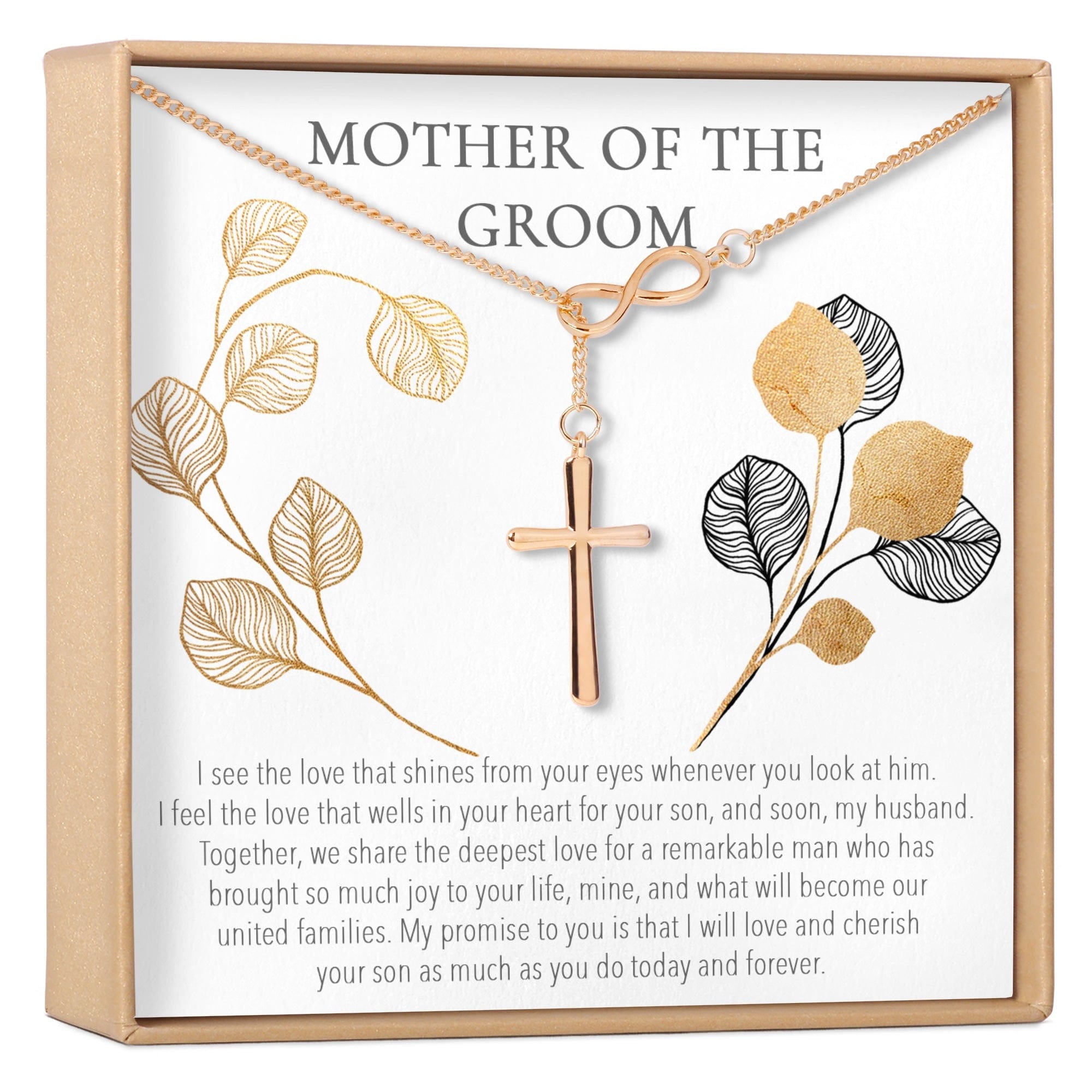 Mother of the Groom Infinity Cross Necklace Rose Gold