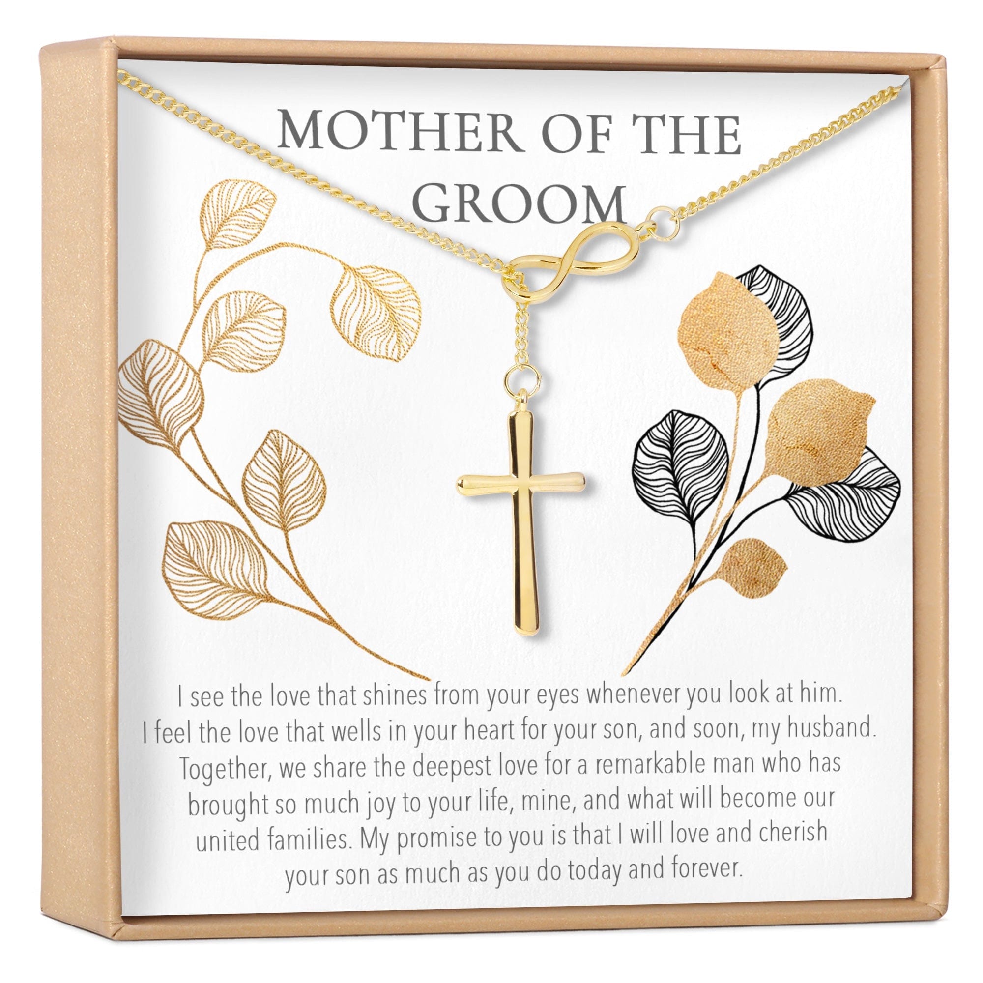 Mother of the Groom Infinity Cross Necklace Gold