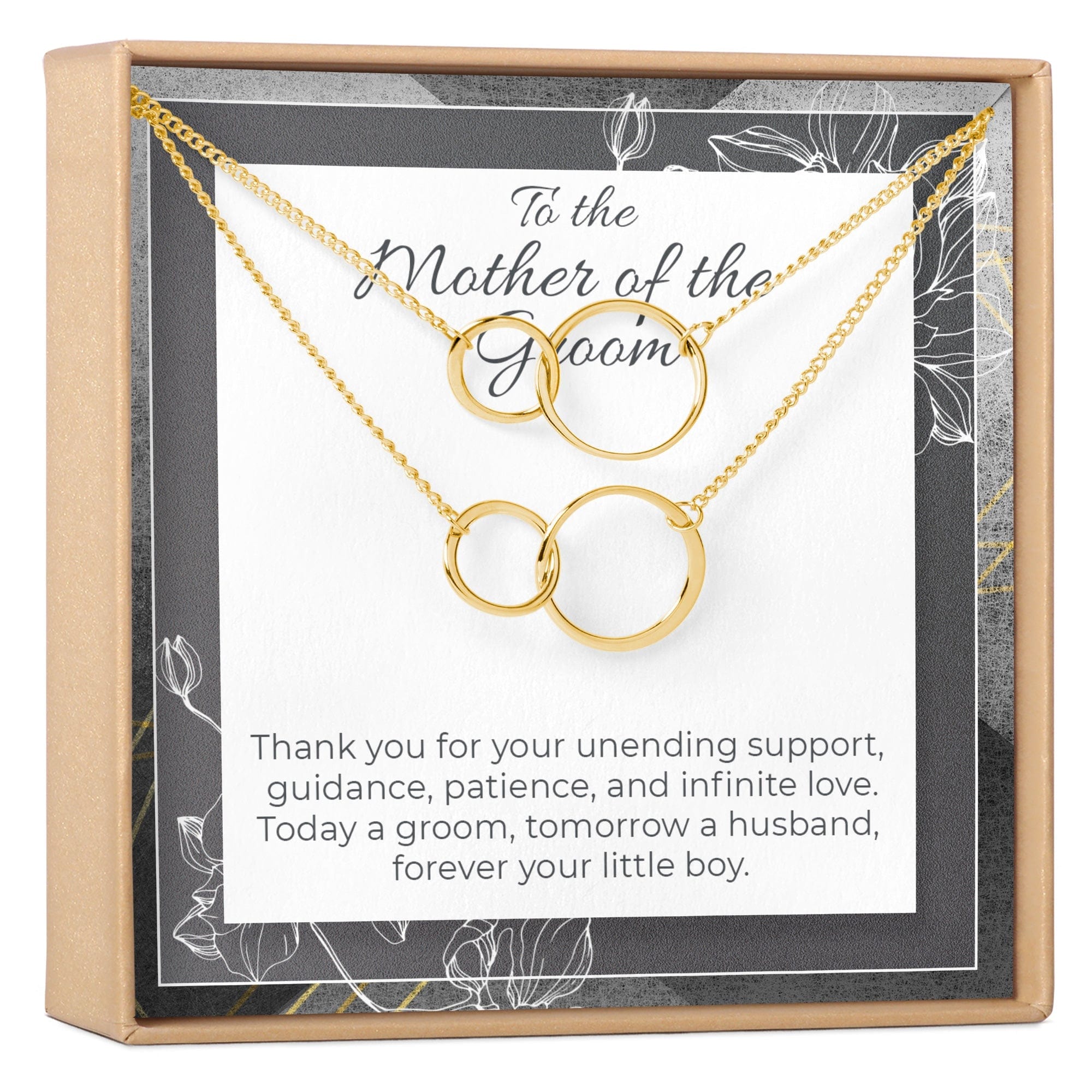 Mother of the Groom Necklace, Multiple Styles 2 Interlocking Circles, Set of 2 Gold
